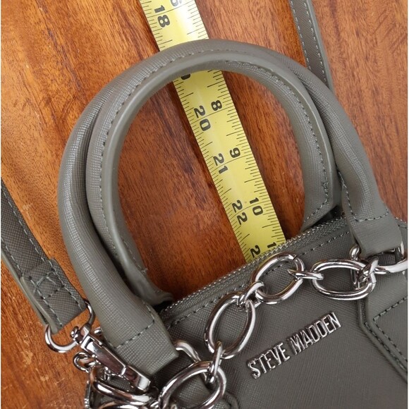 Steve Madden Green Satchel with Structured Shape and Chain Detail - Picture 16 of 16